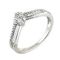 9ct White Gold Cubic Zirconia Double Wishbone Ring