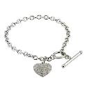 9ct White Gold 15 Point Diamond Heart Charm Bracelet