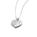 Sterling Silver Satin and Diamond Cut Heart Locket