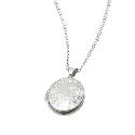 9ct White Gold Diamond Cut Oval Locket