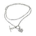 9ct White Gold Cubic Zirconia Heart Albert Link Chain