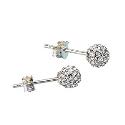 Sterling Silver Crystal Glitter Ball Stud Earrings