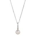 9ct White Gold Cultured Freshwater Pearl Diamond Pendant