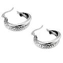 9ct White Gold Diamond Cut 15mm Double Creole Earrings