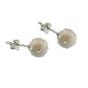 9ct White Gold Crystal Moon Ball Earrings