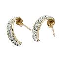 9ct Gold Rimmed Crystal Half Hoop Stud Earrings