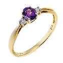9ct Gold Diamond and Amethyst Oval Ring