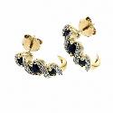 9ct Gold Diamond and Sapphire Three Stone Stud Earrings