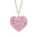 9ct Gold Evoke Large Pink Crystal Set Heart Pendant