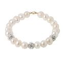9ct Gold Cultured Freshwater Pearl Cubic Zirconia Bracelet