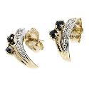 9ct Two Tone Gold Sapphire and Diamond Earrings