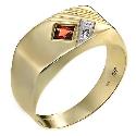 Men's 9ct Yellow Gold Garnet and Diamond Ring