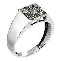 Men's 9ct White Gold Quarter Carat Diamond Square Ring