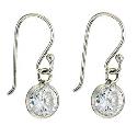 Sterling Silver Cubic Zirconia Drop Hook Earrings