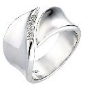 Hot Diamond Sterling Silver Pave Diamond Leaf Ring Size L