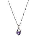 Silver, Diamond and Amethyst Heart Pendant