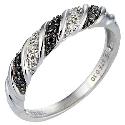 9ct White Gold Black and White Diamond Ring