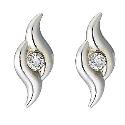 9ct White Gold Cubic Zirconia Double Swirl Earrings