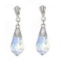 9ct White Gold Faceted Crystal Drop Earrings