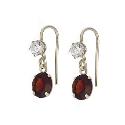 9ct Yellow Gold Garnet Cubic Zirconia Drop Earrings