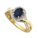 9ct Gold Diamond and Sapphire Cluster Ring