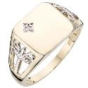 9ct Yellow Gold Diamond Cushion Signet Ring