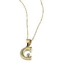 9ct Gold Cubic Zirconia Set Letter C Pendant with 16" Chain