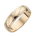 9ct Yellow Gold Men's Patterned Wedding Ring