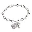 Sterling Silver Cubic Zirconia Padlock Key Charm Bracelet