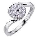 9ct White Gold Quarter Carat Diamond Cluster Ring