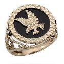 Men's 9ct Gold Onyx Eagle Ring