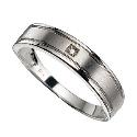 Men's 9ct White Gold Polished Band Diamonds Set Ring